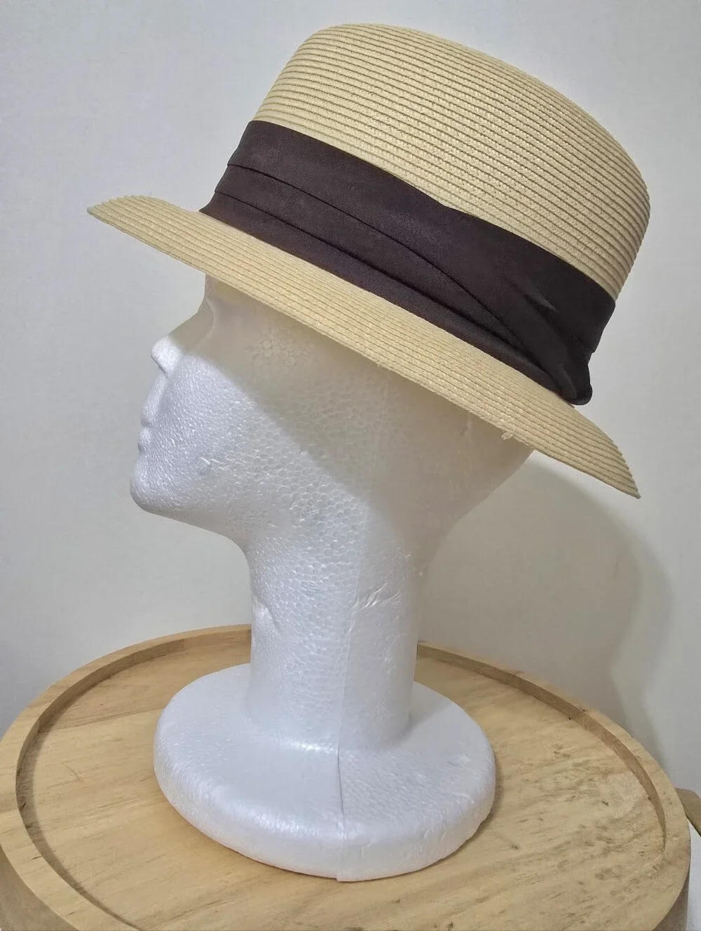 Vtg Park Royal Men's Ecru/Brown Fedora Hat Genuine Milan Weave 6 3/4" Looks NEW - Picture 2 of 12